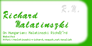 richard malatinszki business card
